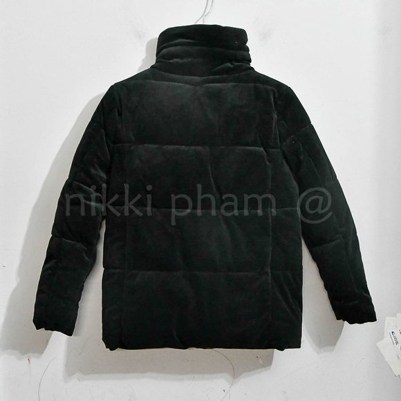 NWT NEW WOMENS ISAAC MIZRAHI NEW YORK VELVET PUFFER JACKET COAT IN black - Picture 5 of 6